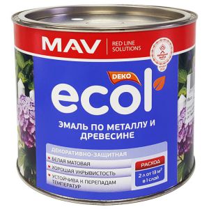 Эмаль ECOL белая матовая ПФ-115С, 2кг