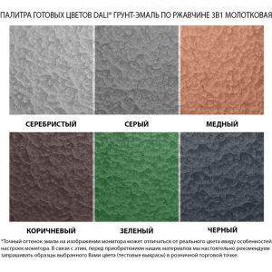 Грунт-эмаль по ржавчине молотковая 3в1 Dali, 2л